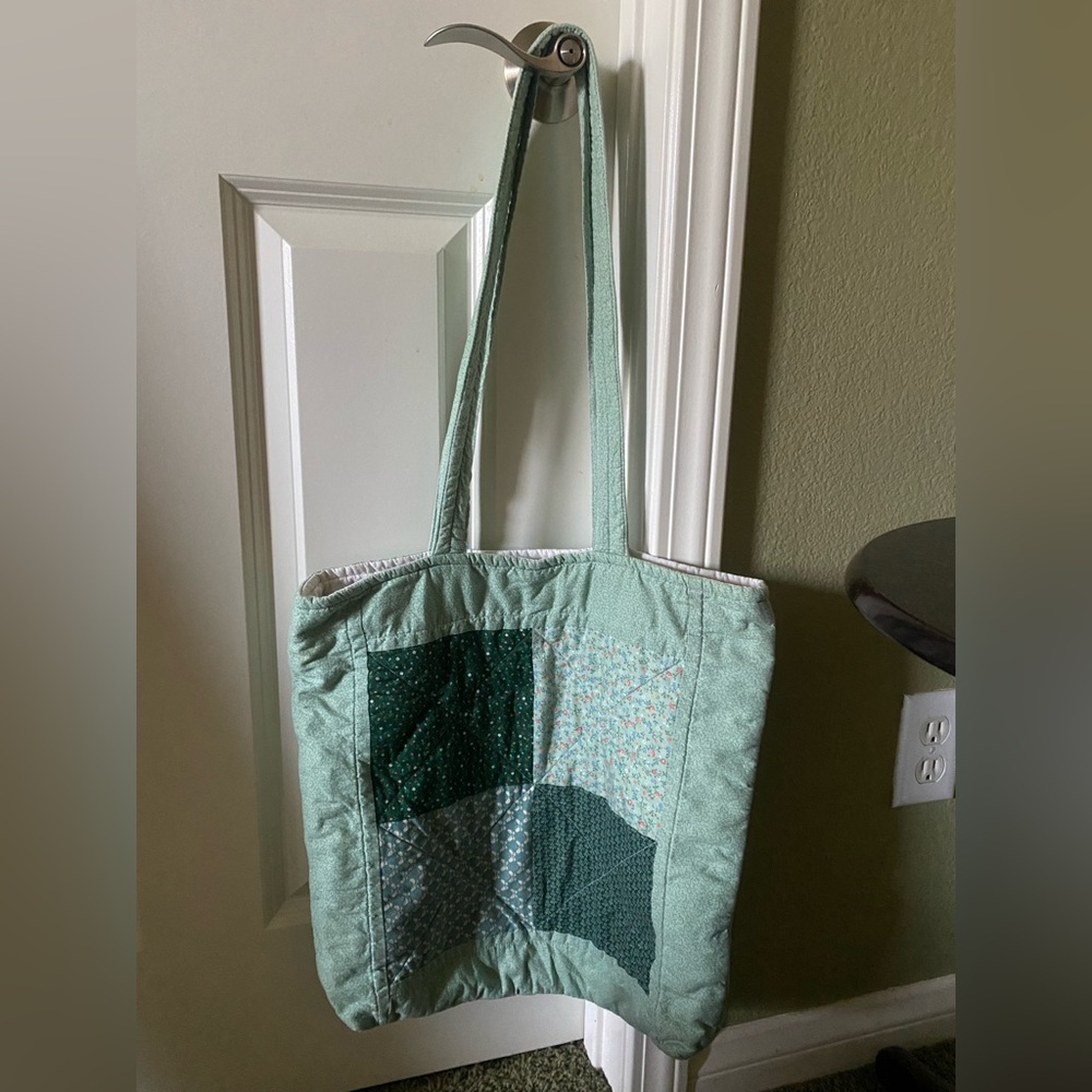Handmade Quilted Canvas Book Tote Bag